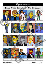 Each player should write down their answers on a sheet. Animated Celebrities 003 The Simpsons Quiznighthq