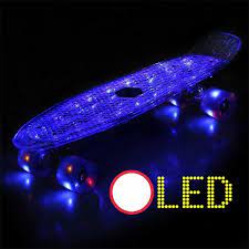 pennyboard mit led beleuchtung in den 4 rollen und im deck penny board skateboard girl christmas wishes
