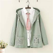 Japanese Cat Embroidery Hooded Jacket Yv40539 Kawaii Clothes Clothes Kawaii Fashion Outfits