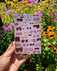 What Boobie Are You Original Hand Drawn Art, Velvet Finish Postcard