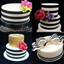 Black White And Gold Baby Shower Cake Kate Spade Inspired Bridal Shower Cakes Black And White Striped Cakes Baby Shower Cake Table Cool Birthday Cakes Shower Cakes