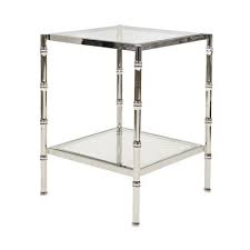 Worlds Away Serena Nickel Plated Bamboo Table With Glass Shelves Bamboo Table Home Glass Shelves