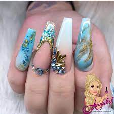 Throwbackkkkkk Loved These Tones Ocean Breeze For This Set I Used Glitterbels Acrylic System Glass Nails Acrylic Nail Powder Acrylic Nail Designs