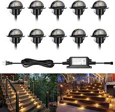 If you're new to the concept of landscape step lights are mounted on the downward edges of outdoor steps for safety after dark. Deck Lights Elteidl 10 Pack Low Voltage Led Step Lights Recessed F1 38 Ip67 Waterproof Warm White Led Lighting For Indoor Outdoor Decoration Garden Yard Patio Landscape Pathway Step Stair Black