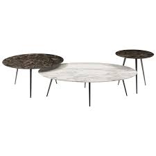 Metal base with black powdercoat finish. Set Of 3 Cinquanta Oval Nesting Tables Nesting Tables Metal Cocktail Table Living Room Coffee Table