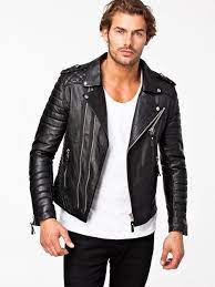 Men S Black Quilted Leather Biker Jacket White Crew Neck T Shirt Black Skinny Jeans Leather Jacket Men Black Leather Biker Jacket Jackets Men Fashion