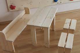 Die messungen sind wie folgt: Sitzgruppe Aus Holz Natur Mit Tisch Und Bank Fur Kinder Im Garten Spielhaus Ebay