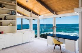 Home Office With Ocean View Interiordesign Midcentury Mcm Midcenturymodern Office Waterfronthomes Waterfront Homes Office With A View Home