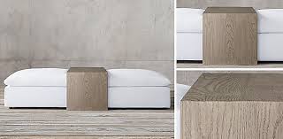 The oversized ottomans for your coffee tables are: Cloud Occasional Waterfall Fabric Coffee Ottoman Collection Antiqued Grey Oak Rh