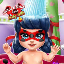 Can you help this cute baby with a little bath and get them ready for a peaceful restful night's sleep. Miraculous Hero Baby Bath Baby