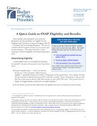 a quick guide to snap eligibility and benefits center on