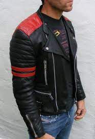 Vtg Leather Biker Cafe Racer Jacket Red Black Mens 36 Small Rockabilly Bobber Leather Jacket Leather Jacket Men Leather Jacket Men Style