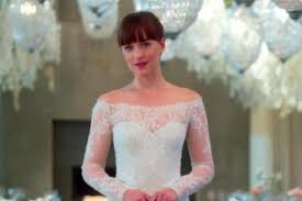 With the grand finale of the fifty shades franchise, we've finally reached the climax — of anastasia grey's (née steele) flawless wardrobe, that is. Fifty Shades Freed Dress Joins List Of Best Movie Wedding Gowns Latest Fashion News The New Paper
