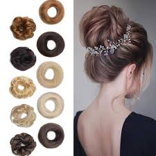 Jessica simpson's classic and sophisticated updo is great for straight, long hair with no bangs. Amazon Com Sego Messy Real Hair Bun Hair Piece Human Hair Scrunchie Bun Extensions Straight Hair Updo Elastic Rubber Band Scrunchie Chignon Donut Scrunchy Hairpiece For Women Kids 613 Bleach Blonde 1pc Straight