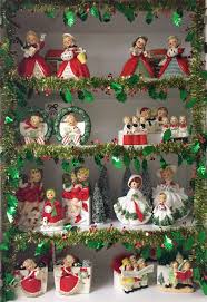 Vintage Christmas Figurine Collection Display Vintage Christmas Decorations Vintage Christmas Vintage Christmas Ornaments
