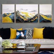 Generally, there are a few standard canvas wall art sizes that you need to know. 3 Pieces Framed Abstract Painting Canvas Wall Art For Living Room Wall Decor Original Navy Blue Acrylic Handmade Texture Mountain Landscape Etsy Wall Art Wall Art Pictures Wall Canvas