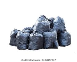 Piles Black Bags That Were Used Stock ...