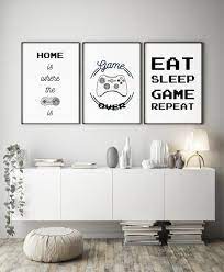 Set Of 3 Gaming Room Prints In A4 Or A3 Unframed In 2021 Gamer Room Decor Gamer Room Game Room Decor
