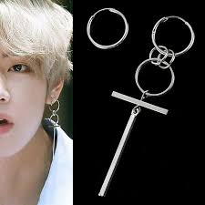 1 Pair K Pop Bts V Earring Bangtan Boys Silver Plated Hoop Earrings Jewelry Us In 2021 Bts Earrings Kpop Earrings Earrings