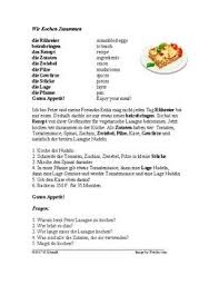 German Command Forms Wir Kochen Zusammen Lesung Cooking Reading Imperativ Reading Comprehension Questions Cooking New Recipes