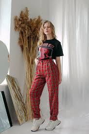 Aesthetic Black And White Plaid Pants Outfit 90 S Aesthetic Pants Banana Pants Women S Trousers Etsy In 2020 Retro Outfits Fashion Inspo Outfits Fashion