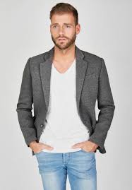 Le sweat homme se porte bien entendu en version casual, avec un jean et une paire de baskets. Steffen Klein Sweat Sakko Melange Sakko Grau Zalando De
