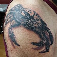 Are you looking for tattoo ideas, tattoo designs, piercing, body art or body modification? Grey Steampunk Crab Tattoo With Shadows Crab Tattoo Cancer Zodiac Tattoo Girly Tattoos