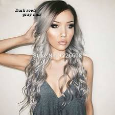 Silver hair isn't just for old folks these days. Hot Sale Ombre Silver Grey Hair Wigs Lace Front Gray Hair Wig With Dark Roots 2 Tones Hand Tied Wavy Heat Resistant Fiber Hair Wig Making Wig Womenwig Mannequin Aliexpress