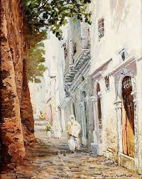 Louis Randavel 1869 1947 Casbah D Alger La Rue Du Rempart Huile Sur Toile Cityscape Art Urban Painting Islamic Paintings