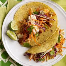 To assemble, place 1 piece of fish onto 1 tortilla and top with salad, sauce, lettuce and avocado. Fish Stick Tacos Recipe Myrecipes
