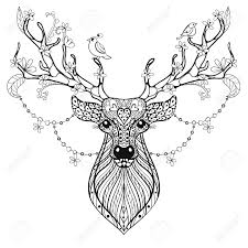 New users enjoy 60% off. Zentangle Hand Drawn Magic Horned Deer For Adult Antistress Coloring Royalty Free Cliparts Vectors And Stock Illustration Image 56800597
