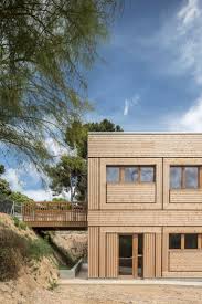 Prefabricated Pine Panels Clad Concrete Kindergarten Near Barcelona In 2020 Architecture Facade Architecture Wood Facade
