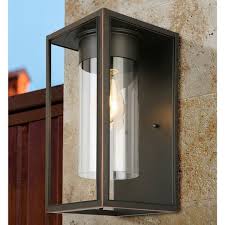 A minimal yet modern source of illumination to the outdoors, the bay view 1 light outdoor pocket lantern measures at a width of 7â€ and a height of 9.5â€. Shimik Oil Rubbed Bronze Outdoor Wall Light By Havenside Home Overstock 20931133