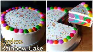 Easy Rainbow Cake Eggless Cake Without Oven Rainbow Cake Without Butter Condensed Milk Curd Yout In 2020 Dessert Cake Recipes Cakes Without Butter Rainbow Cake