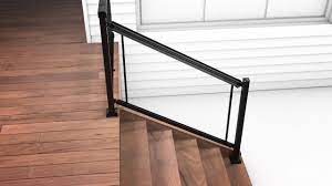 Peak Aluminum Railing Black 6 Ft Aluminum Stair Hand And Base Rail Kit 50113 The Home Depot Glass Railing Stairs Glass Staircase Railing Modern Stair Railing