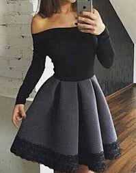Unique Gray Short Prom Dress For Teens Cute Homecoming Dress Women Fashion Dress 2 Prom Dresses Ball Gown Prom Dresses For Teens Long Sleeve Prom Dress Short