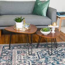 Pier 1 Imports Walnut Hairpin Leg Wood Nesting Coffee Table Set Scandinavian Interior Design Scandina Nesting Coffee Tables Coffee Table Coffee Table Wood