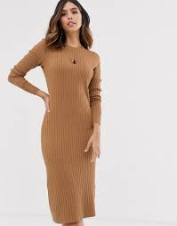 Vero Moda Ribbed Midi Sweater Dress In Tan Modesens Sweater Dress Midi Sweater Dress Ribbed Sweater Dress