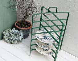 French Vintage Antique Metal Pie Rack Galvanized Metal Plate Rack Vintage Pie Rack Plate Stand Green Pastry Rack Antique Metal Plate Stands French Vintage