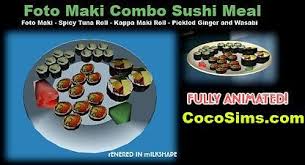Mod The Sims Ofb Ready Fully Animated Sushi Meal Meals Food Sushi