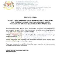 Orang tua / wali murid. Kenyataan Media Jabatan Penerangan Malaysia Facebook