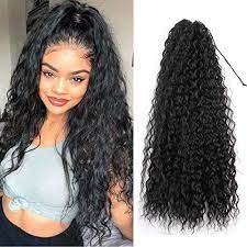 30inch Long Corn Curly Wave Drawstring Ponytail Synthetic High Puff Ponytail Hair Pieces With Comb Clip In Ponytail Hair Piece Hair Pieces Drawstring Ponytail