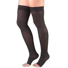 Truform Truform Women S Stockings Thigh High Open Toe 20 30 Mmhg Black X Large Walmart Com Lady Stockings Stockings Thigh Highs