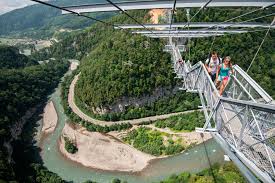 Sochi Russia The Sky Bridge That Spans The Akhshtyr Gorge And Mzimta River Is Scary Not Only To Walk On But Also To Wa Sky Bridge Pedestrian Bridge Bridge
