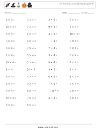 50 multiplication multiplying by 4 math worksheets math practice for kids