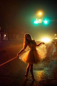 Dancer Streetlights Foggy Night Creative Portrait Photography Night Photography Portrait Street Photography Portrait Night Portrait Photography