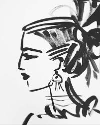 Black And White Profile Pictures Drawing Print On Paper Canvas Black And White Profile Etsy Abstract Girl Abstract Portrait Drawings
