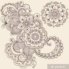 Categories, line art, fine line, animals, paws. Henna Tattoo Abstract Paisley Flower Doodles Vector Wall Mural Pixers We Live To Change