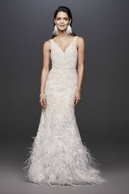 Beautiful wedding dresses from yolancris 2011 divas collection. Lace Mermaid Wedding Dress With Feather Skirt David S Bridal