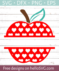 Download Apple With Red Hearts Split Monogram 2 Svg Free Svg Files Hellosvg Com